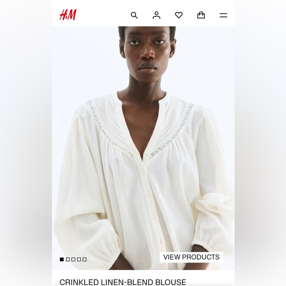 H&M Cream Crinkled Blouse